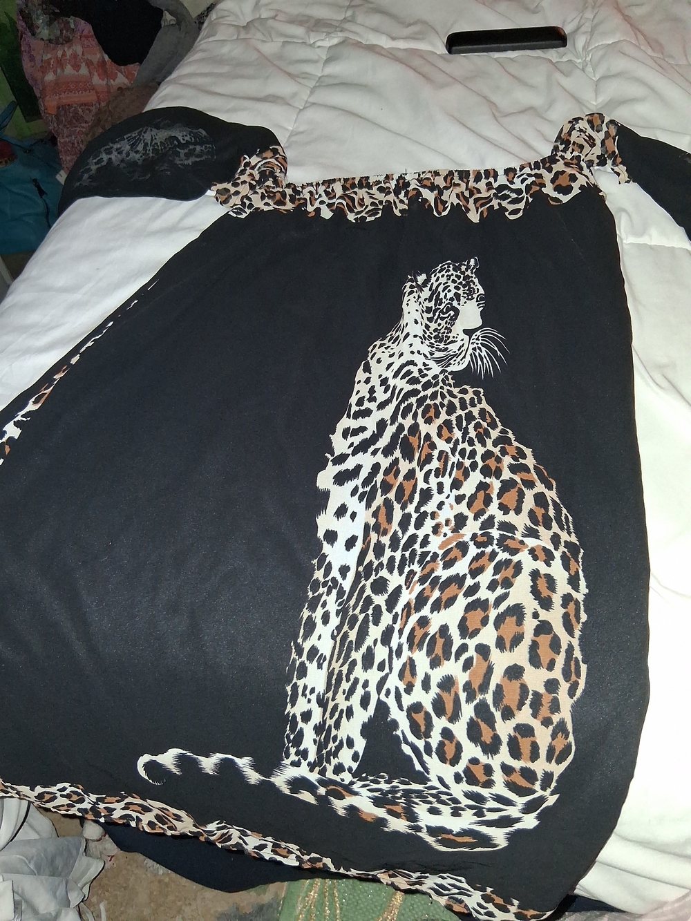 Black Dress with Brown Leopard Accents